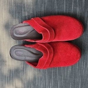 CROCS Bold Red Suede Mules